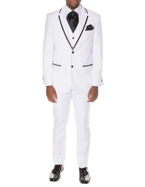 White Prom Suit - White Prom Tuxedo - White Wedding Trim Notch Tuxedo